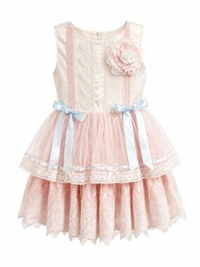 Dollcake Claire Dress Pink Blue Lace Tulle Easter Party Dress Girls Size 2 NWT